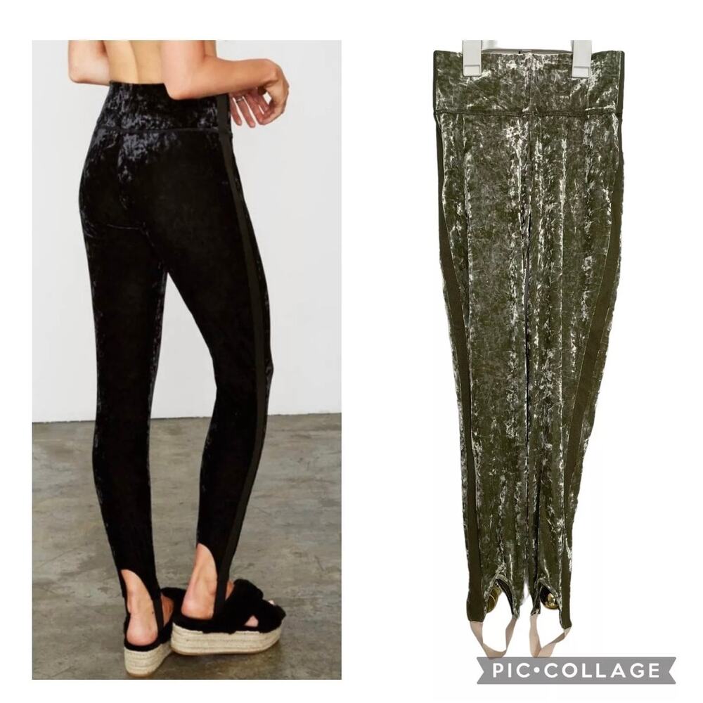 We are HAH Sage My Name Velvet Stirrup Pants Leggings Women Size XS - NWT